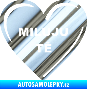 Samolepka Srdíčko 015 miluju tě chrom fólie stříbrná zrcadlová