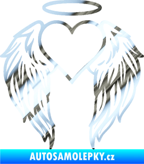 Samolepka Srdíčko 019 andělská křídla chrom fólie stříbrná zrcadlová