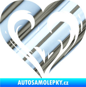 Samolepka Srdíčko 021 levá chrom fólie stříbrná zrcadlová
