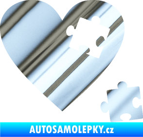 Samolepka Srdíčko 022 pravá vypadlý puzzlík chrom fólie stříbrná zrcadlová