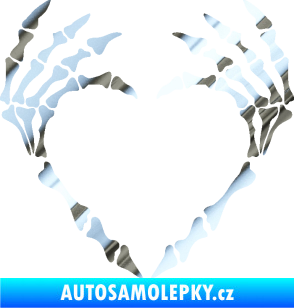 Samolepka Srdíčko z kostí chrom fólie stříbrná zrcadlová
