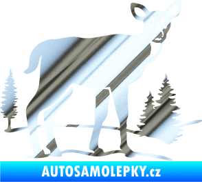 Samolepka Srna 002 pravá s krajinou chrom fólie stříbrná zrcadlová