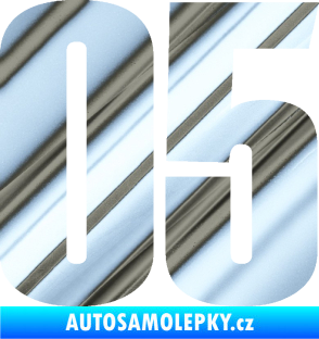 Samolepka Startovní číslo 05 typ 2 chrom fólie stříbrná zrcadlová