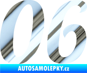 Samolepka Startovní číslo 06 typ 3 chrom fólie stříbrná zrcadlová