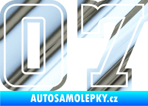 Samolepka Startovní číslo 07 typ 5 chrom fólie stříbrná zrcadlová