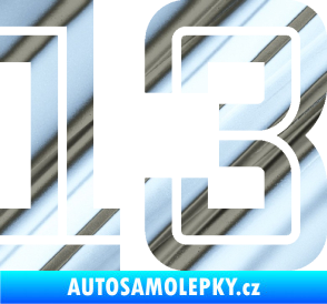 Samolepka Startovní číslo 13 typ 7 chrom fólie stříbrná zrcadlová