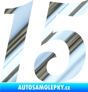 Samolepka Startovní číslo 15 typ 3      chrom fólie stříbrná zrcadlová