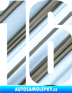 Samolepka Startovní číslo 16 typ 2   chrom fólie stříbrná zrcadlová