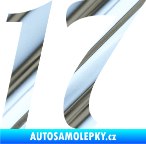 Samolepka Startovní číslo 17 typ 3        chrom fólie stříbrná zrcadlová