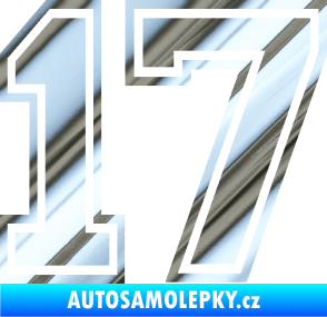 Samolepka Startovní číslo 17 typ 4 chrom fólie stříbrná zrcadlová