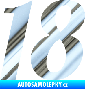 Samolepka Startovní číslo 18 typ 3         chrom fólie stříbrná zrcadlová
