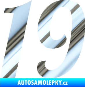 Samolepka Startovní číslo 19 typ 3          chrom fólie stříbrná zrcadlová