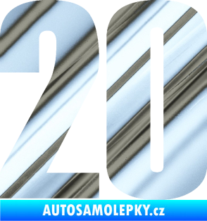 Samolepka Startovní číslo 20 typ 2       chrom fólie stříbrná zrcadlová