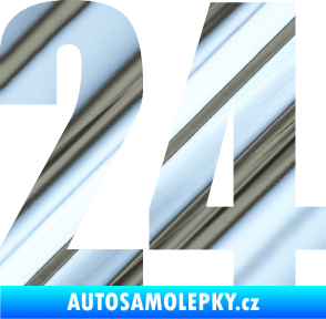 Samolepka Startovní číslo 24 typ 2      chrom fólie stříbrná zrcadlová