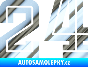 Samolepka Startovní číslo 24 typ 7 chrom fólie stříbrná zrcadlová