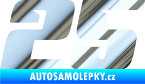 Samolepka Startovní číslo 25 typ 6 chrom fólie stříbrná zrcadlová