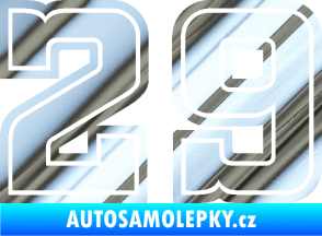Samolepka Startovní číslo 29 typ 5 chrom fólie stříbrná zrcadlová