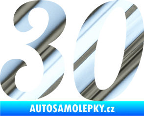 Samolepka Startovní číslo 30 typ 3 chrom fólie stříbrná zrcadlová