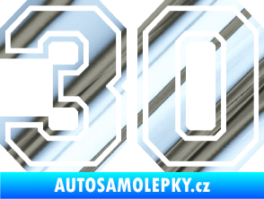 Samolepka Startovní číslo 30 typ 4 chrom fólie stříbrná zrcadlová