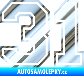 Samolepka Startovní číslo 31 typ 4 chrom fólie stříbrná zrcadlová