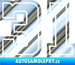 Samolepka Startovní číslo 31 typ 5 chrom fólie stříbrná zrcadlová