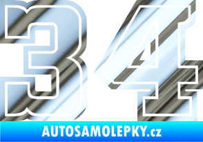 Samolepka Startovní číslo 34 typ 5 chrom fólie stříbrná zrcadlová
