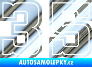 Samolepka Startovní číslo 35 typ 5 chrom fólie stříbrná zrcadlová