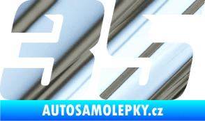 Samolepka Startovní číslo 35 typ 6 chrom fólie stříbrná zrcadlová