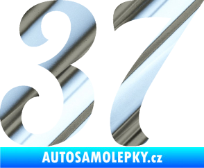 Samolepka Startovní číslo 37 typ 3  chrom fólie stříbrná zrcadlová