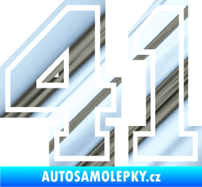Samolepka Startovní číslo 41 typ 4 chrom fólie stříbrná zrcadlová