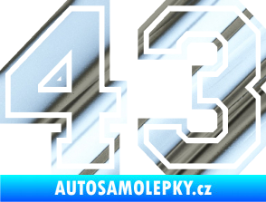Samolepka Startovní číslo 43 typ 4 chrom fólie stříbrná zrcadlová