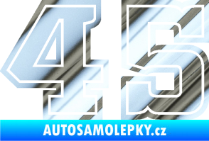Samolepka Startovní číslo 45 typ 5 chrom fólie stříbrná zrcadlová
