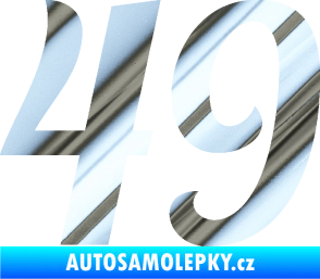 Samolepka Startovní číslo 49 typ 3 chrom fólie stříbrná zrcadlová