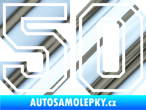 Samolepka Startovní číslo 50 typ 4 chrom fólie stříbrná zrcadlová