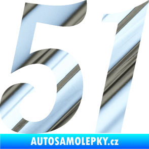 Samolepka Startovní číslo 51 typ 3 chrom fólie stříbrná zrcadlová