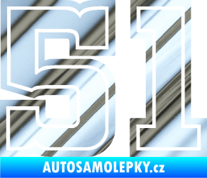 Samolepka Startovní číslo 51 typ 5 chrom fólie stříbrná zrcadlová