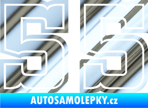 Samolepka Startovní číslo 55 typ 5 chrom fólie stříbrná zrcadlová