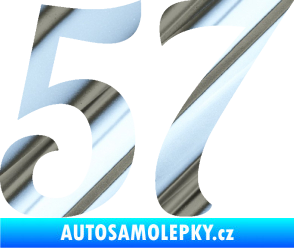 Samolepka Startovní číslo 57 typ 3 chrom fólie stříbrná zrcadlová