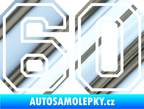 Samolepka Startovní číslo 60 typ 4 chrom fólie stříbrná zrcadlová