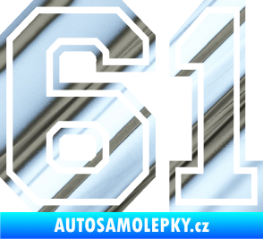 Samolepka Startovní číslo 61 typ 4 chrom fólie stříbrná zrcadlová