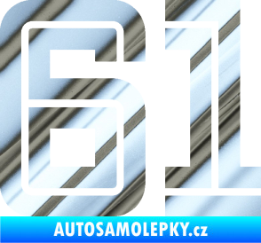 Samolepka Startovní číslo 61 typ 7 chrom fólie stříbrná zrcadlová