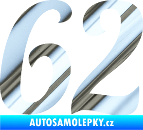 Samolepka Startovní číslo 62 typ 3 chrom fólie stříbrná zrcadlová
