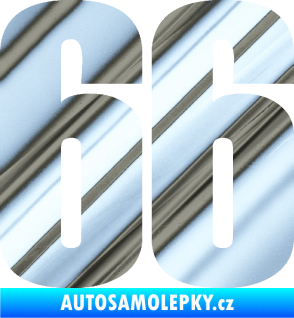 Samolepka Startovní číslo 66 typ 2     chrom fólie stříbrná zrcadlová