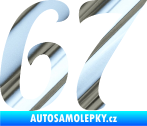 Samolepka Startovní číslo 67 typ 3 chrom fólie stříbrná zrcadlová