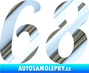 Samolepka Startovní číslo 68 typ 3 chrom fólie stříbrná zrcadlová