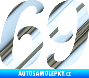 Samolepka Startovní číslo 69 typ 3 chrom fólie stříbrná zrcadlová