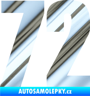 Samolepka Startovní číslo 72 typ 2   chrom fólie stříbrná zrcadlová