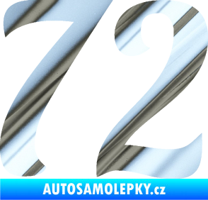 Samolepka Startovní číslo 72 typ 3   chrom fólie stříbrná zrcadlová