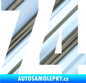 Samolepka Startovní číslo 74 typ 2     chrom fólie stříbrná zrcadlová