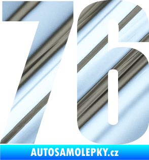 Samolepka Startovní číslo 76 typ 2       chrom fólie stříbrná zrcadlová